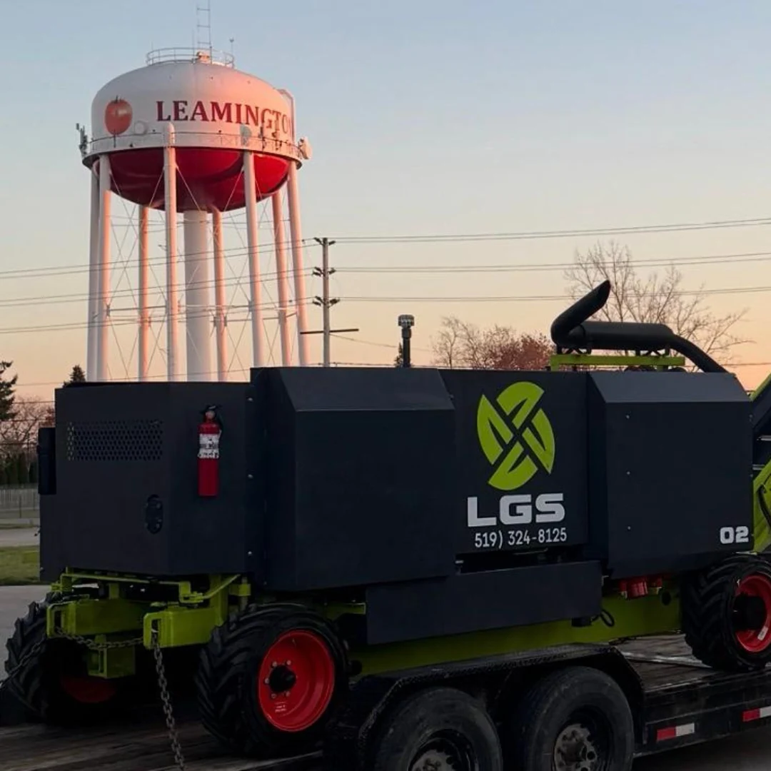 LGS machine in front of the Leamington water tower